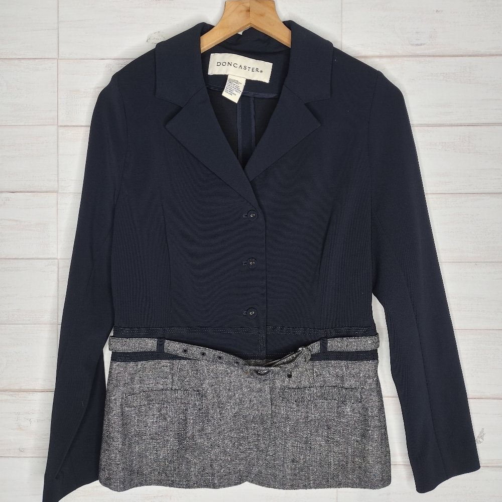 DONCASTER BLAZER JACKET SIZE S/M NAVY BLUE STRETCH